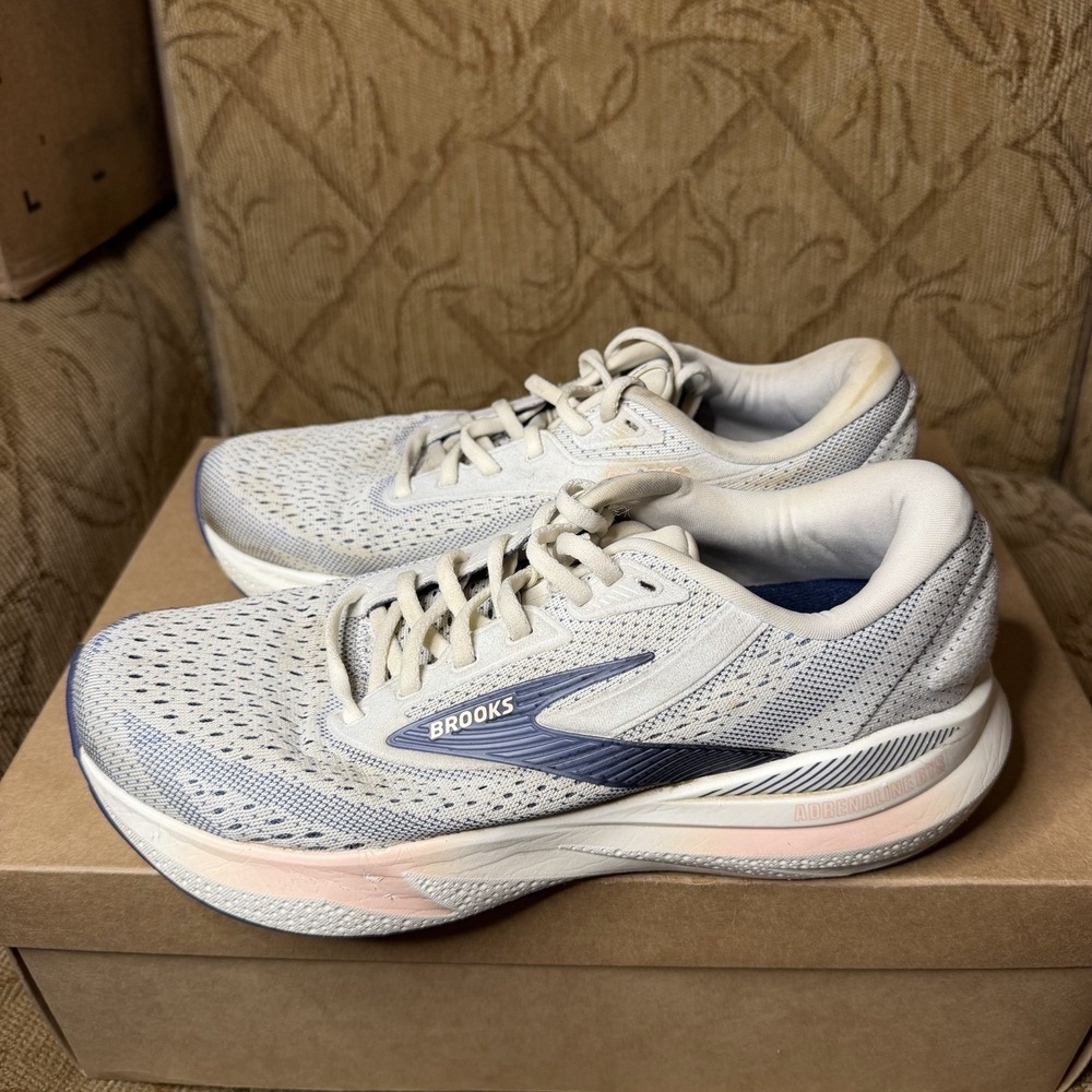 Brooks Adrenaline GTS 24 Running Shoes Women's Size 9 D (WIDE) Grey/Blue/Peach